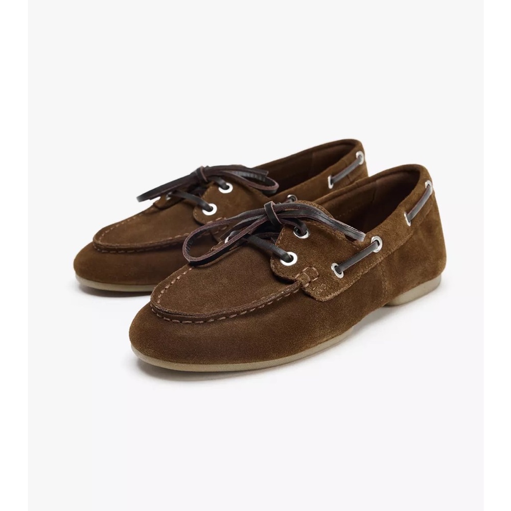 Zara Brown Suede Loafers